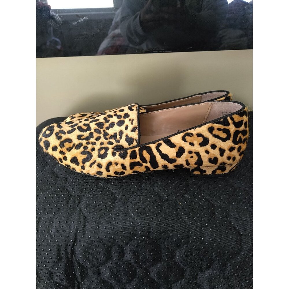 Steve Madden Women's Smile Calf Hair Leopard Print Slip On Loafers Size 8M